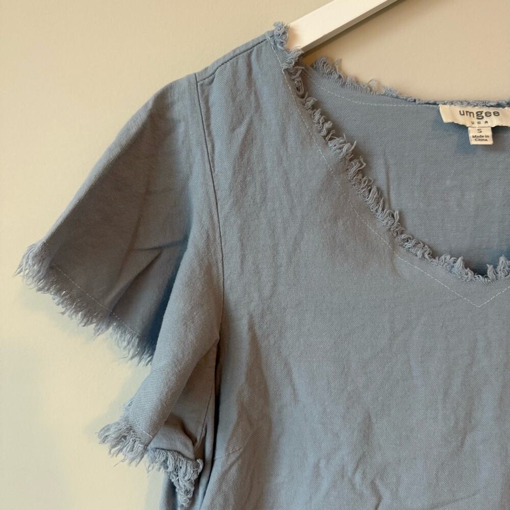 Umgee | Lightweight Chambray Flutter Sleeve Dress - image 2